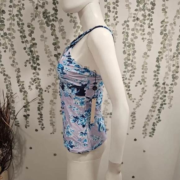 Nanette Lepore Blue Floral Swimsuit Size 8 - Picture 6 of 10